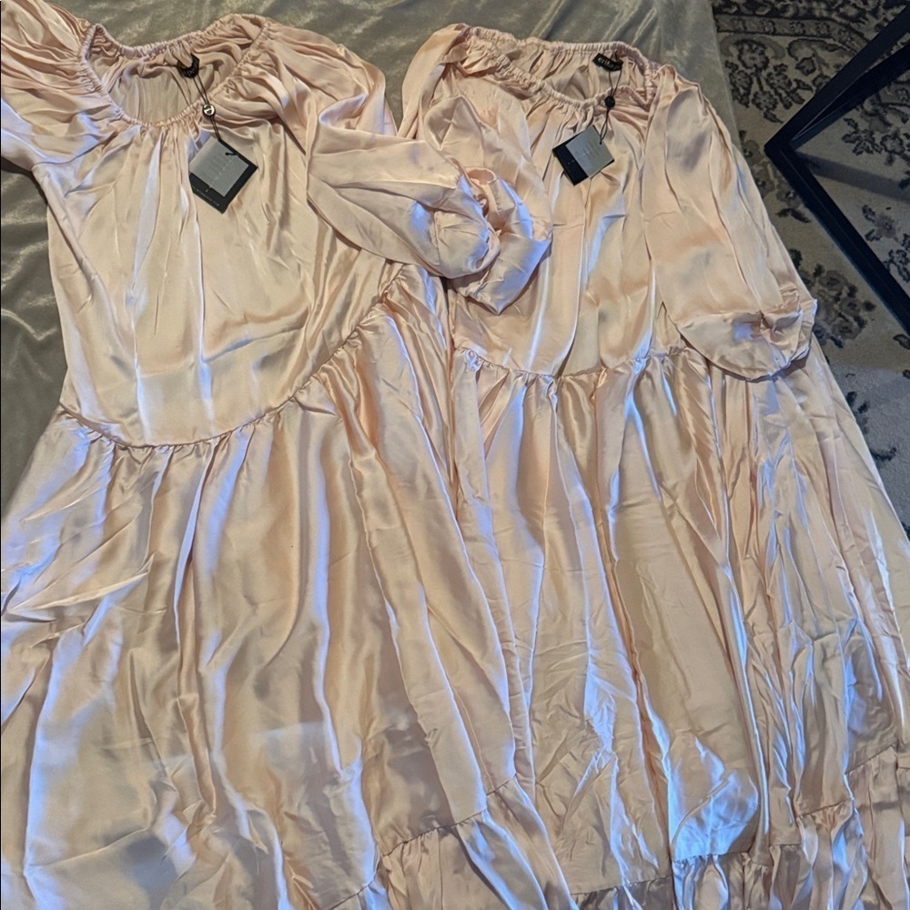 Erika Peña Bettina Silk Maxi Dress Off Shoulder Scarf Set Wedding NWT - Picture 3 of 7
